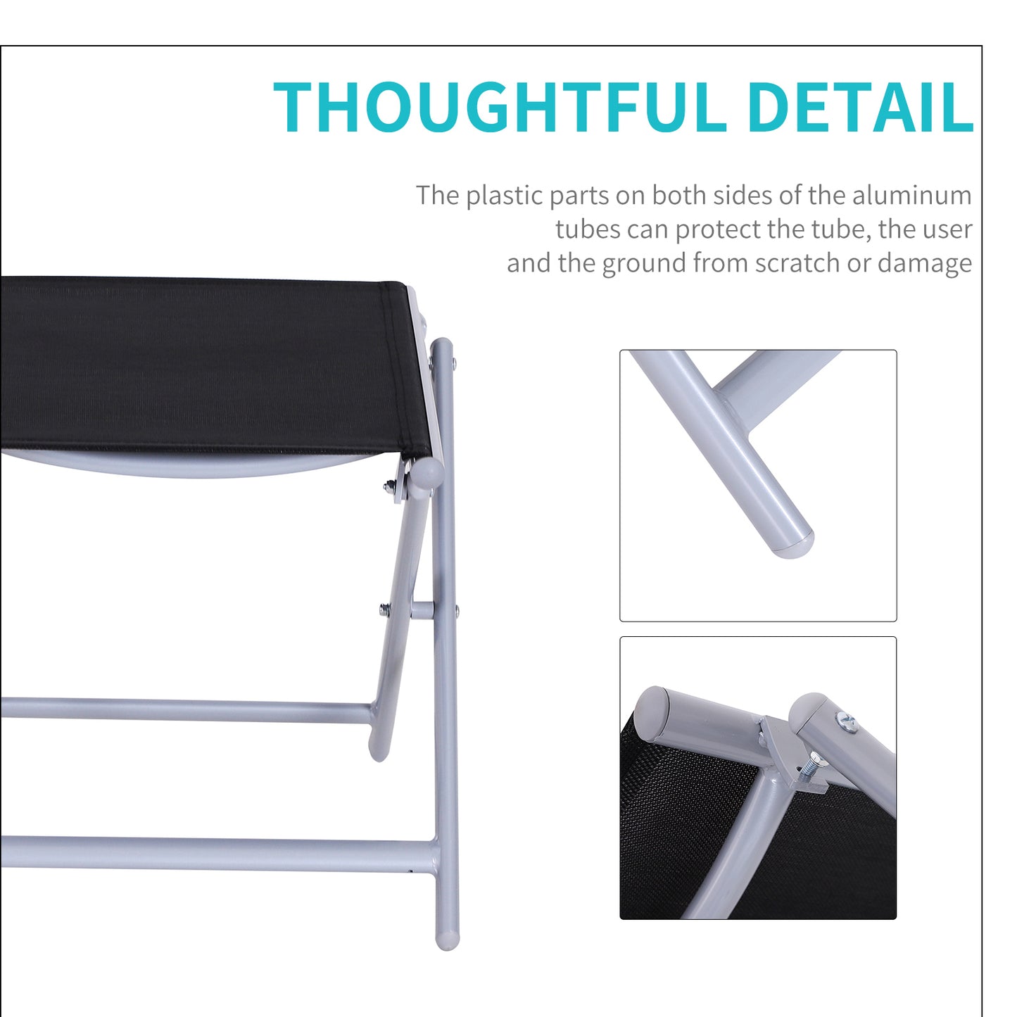 Outsunny Portable Aluminum Textoline Chair-Black