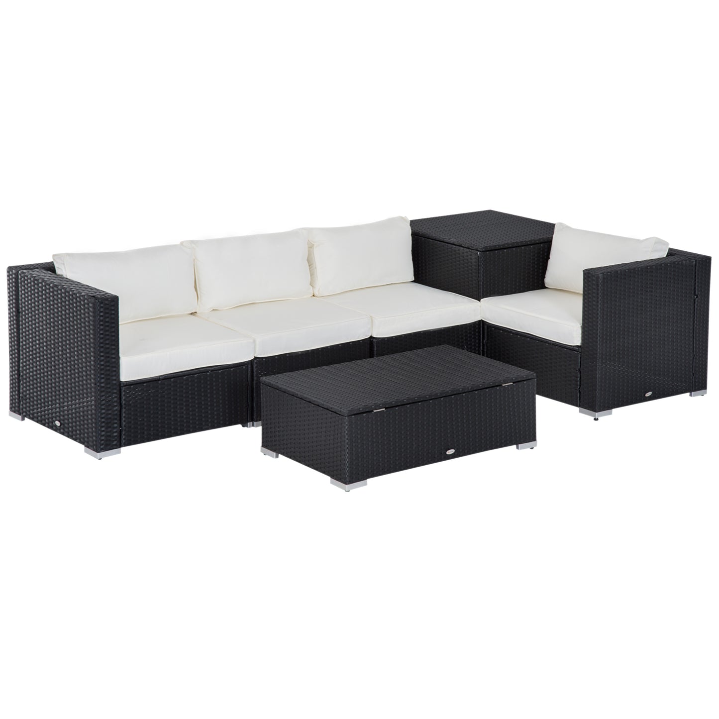 Outsunny 6 PCs Rattan Sofa Set W/Cushions-Black/Beige