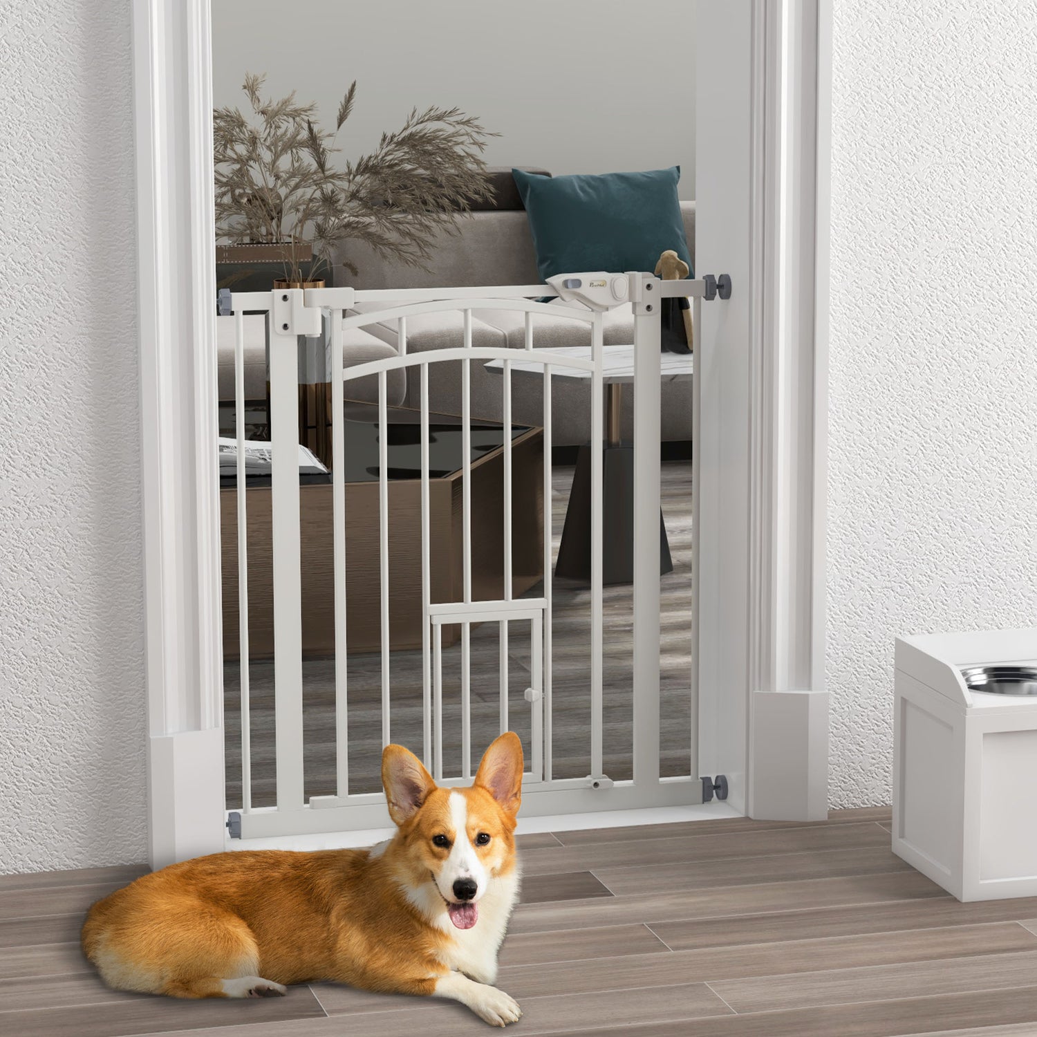 Dog gate with fashion small cat door