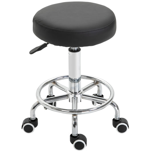 HOMCOM PU Leather Height Adjustable Swivel Salon Chair Salon Stool Black
