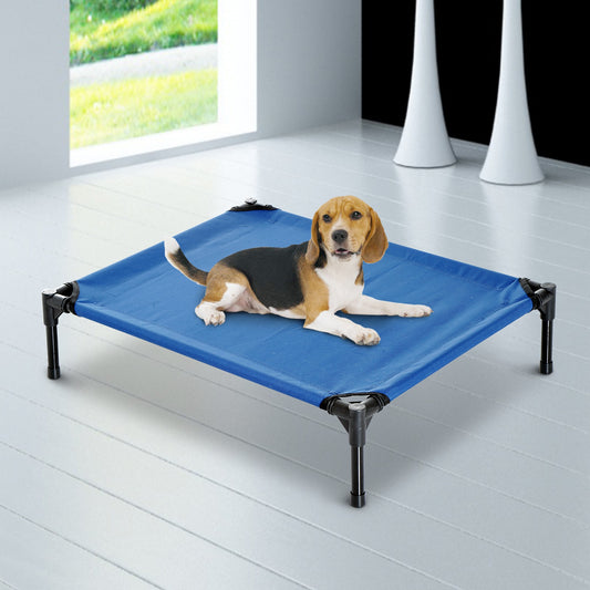 PawHut Medium Dogs Portable Elevated Fabric Bed for Camping Outdoors Blue