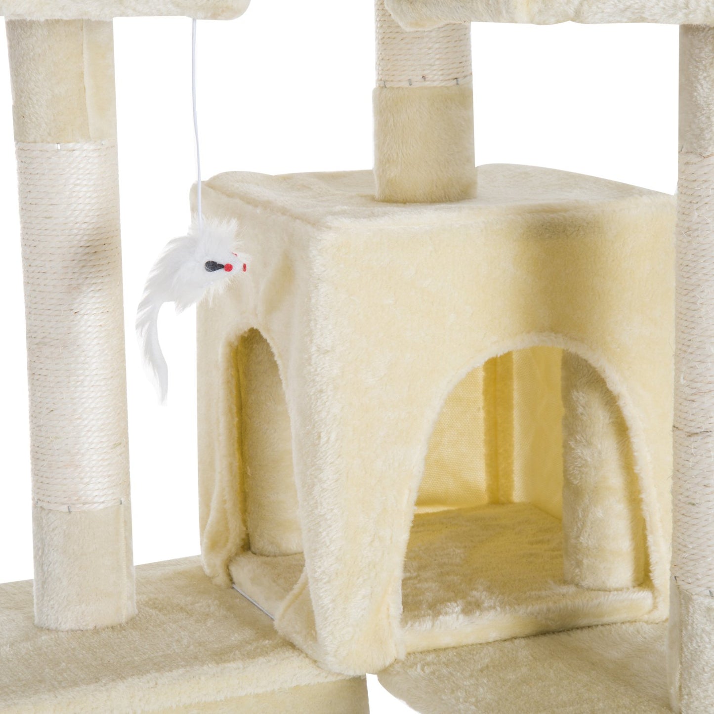 PawHut Cat Tree Scratching Post 27L x 27W x 28.5H cm-Beige