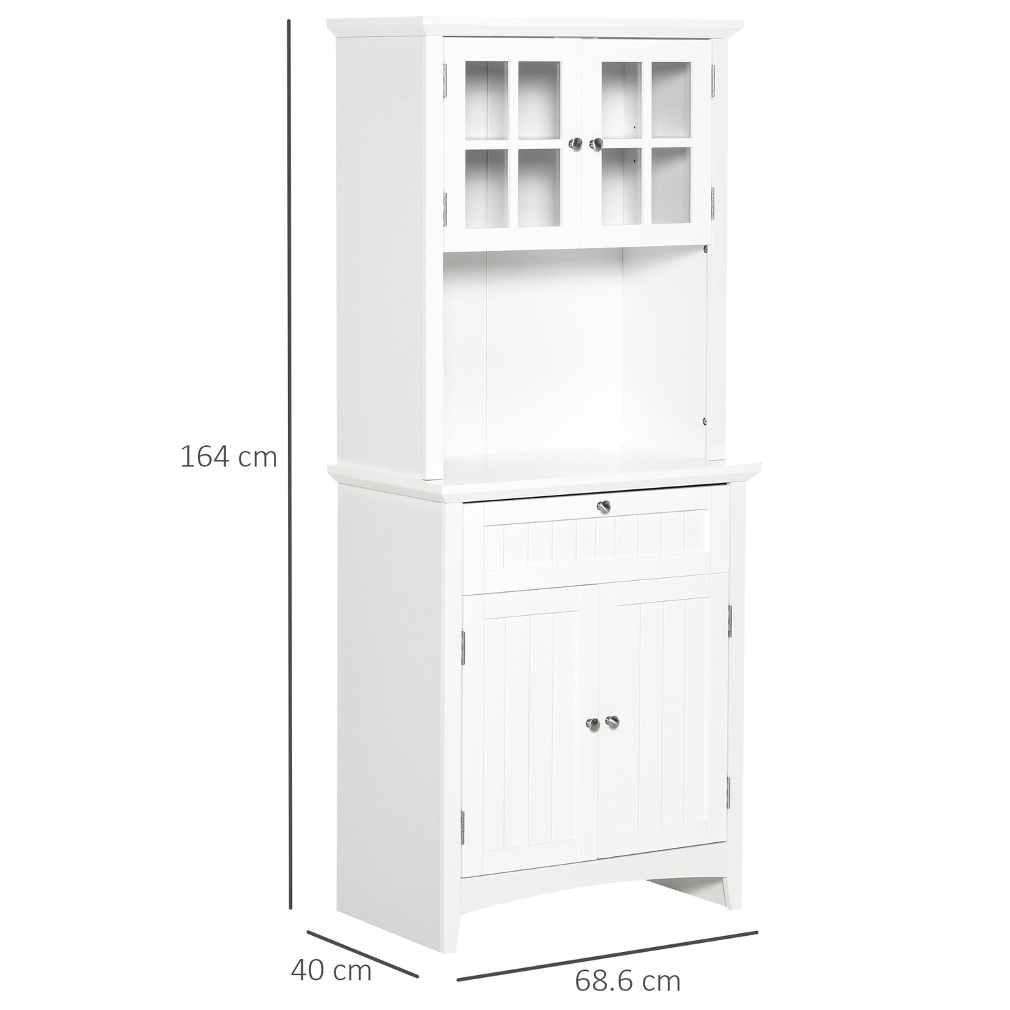HOMCOM Kitchen Buffet and Hutch Wooden Storage Cupboard with Framed Glass Door-White