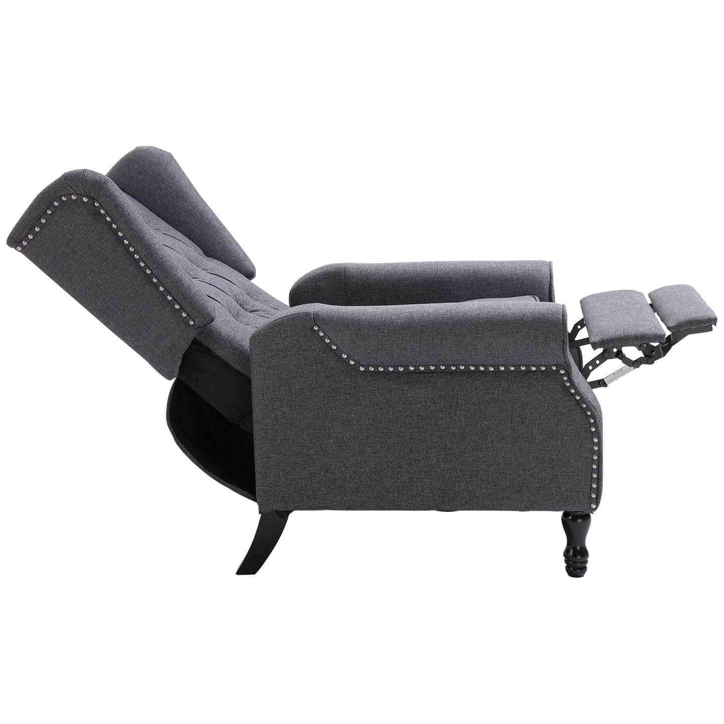 HOMCOM Reclining Wingback Armchair, with Footrest - Dark Grey