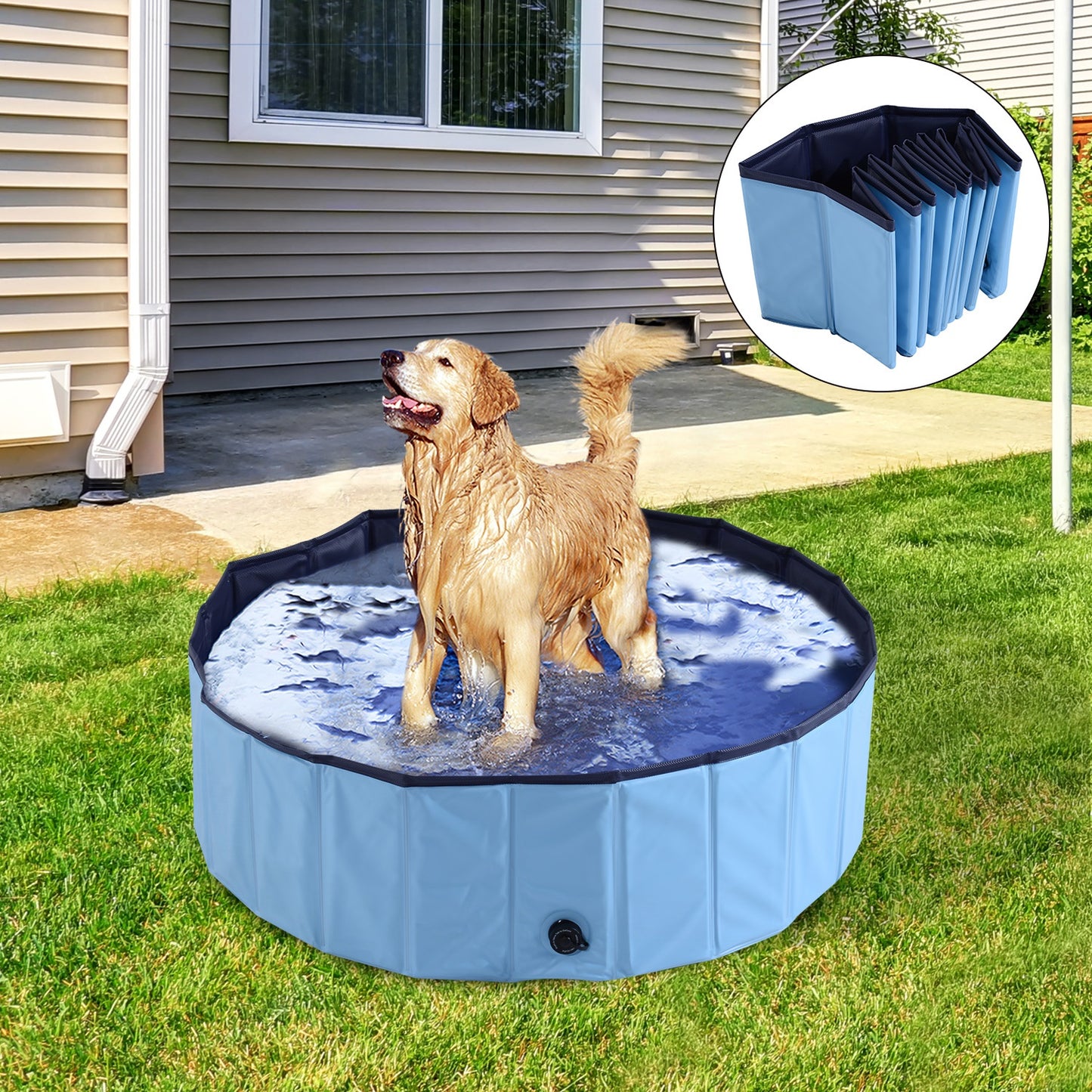 Pawhut Ã˜100x30H cm Pet Swimming Pool-Blue