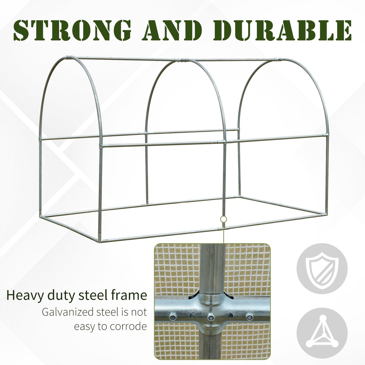 Outsunny Walk-in Polytunnel Lage Greenhouse PE Cover with  Roll-Up Doors and Windows