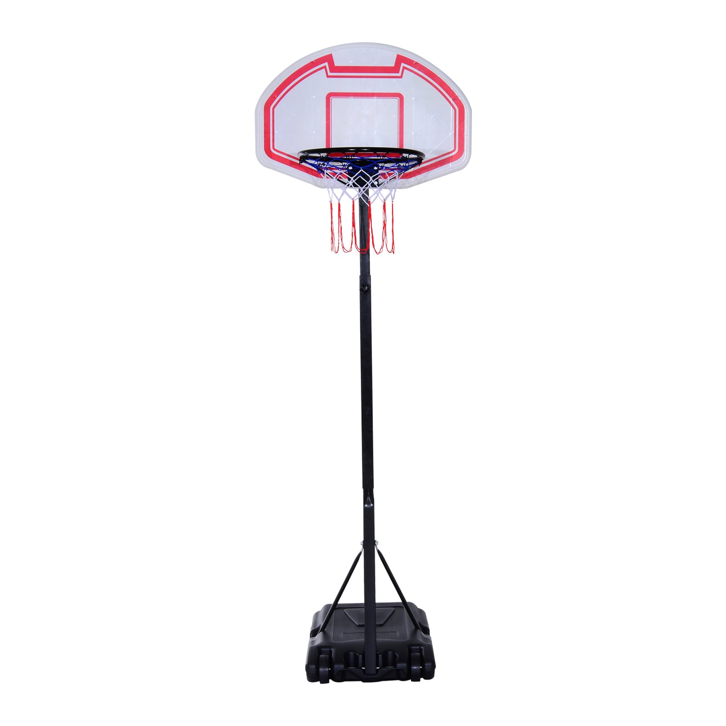 HOMCOM Portable Basketball Stand Net Hoop W/ Wheels-Black/White