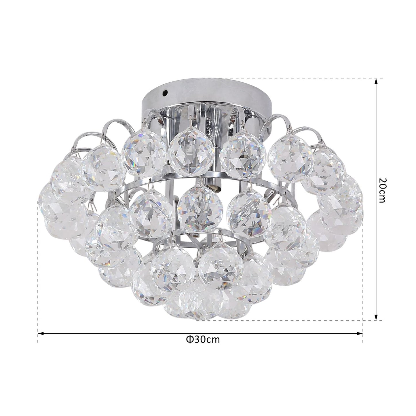 HOMCOM 30x30cm K9 Crystal Droplets Ceiling Pendant Light Silver