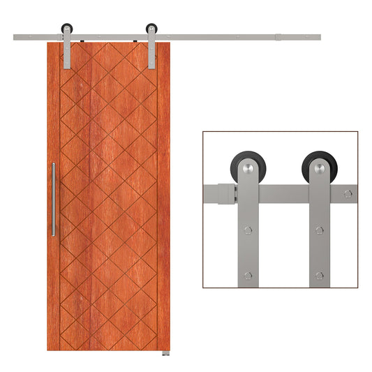 HOMCOM 2m Sliding Wood Barn Door Stainless Steel Set