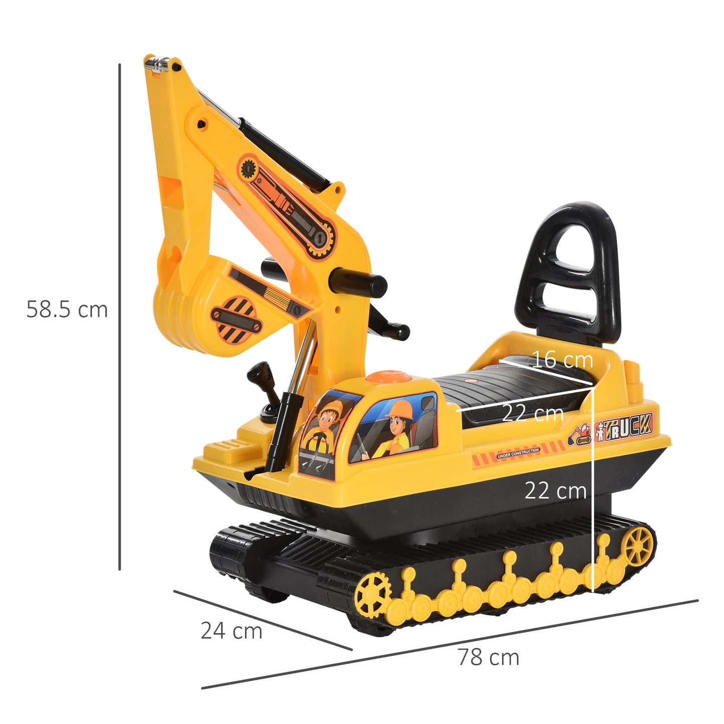 HOMCOM Ride On Excavator Toy Tractors Digger Movable Walker Construction Truck 3 Years
