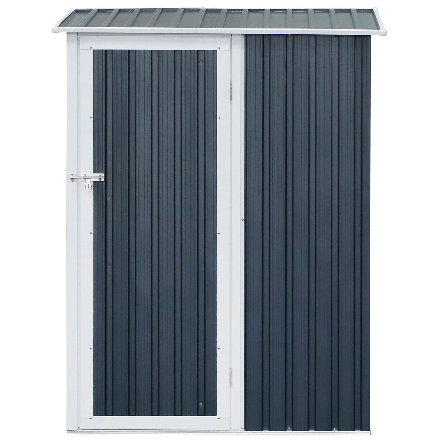 Outsunny Corrugated Steel Single Door Storage Garden Shed Outdoor Equipment Tool Sloped Roof - Grey