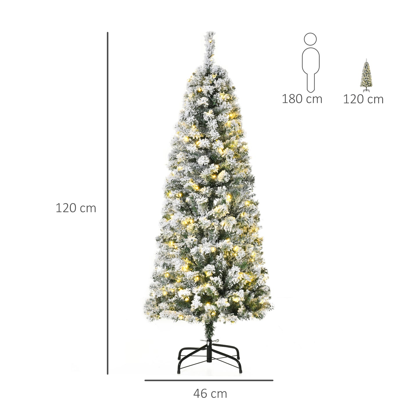 HOMCOM 4FT Pre-Lit Artificial Christmas Tree W/ Ornament, Metal Stand