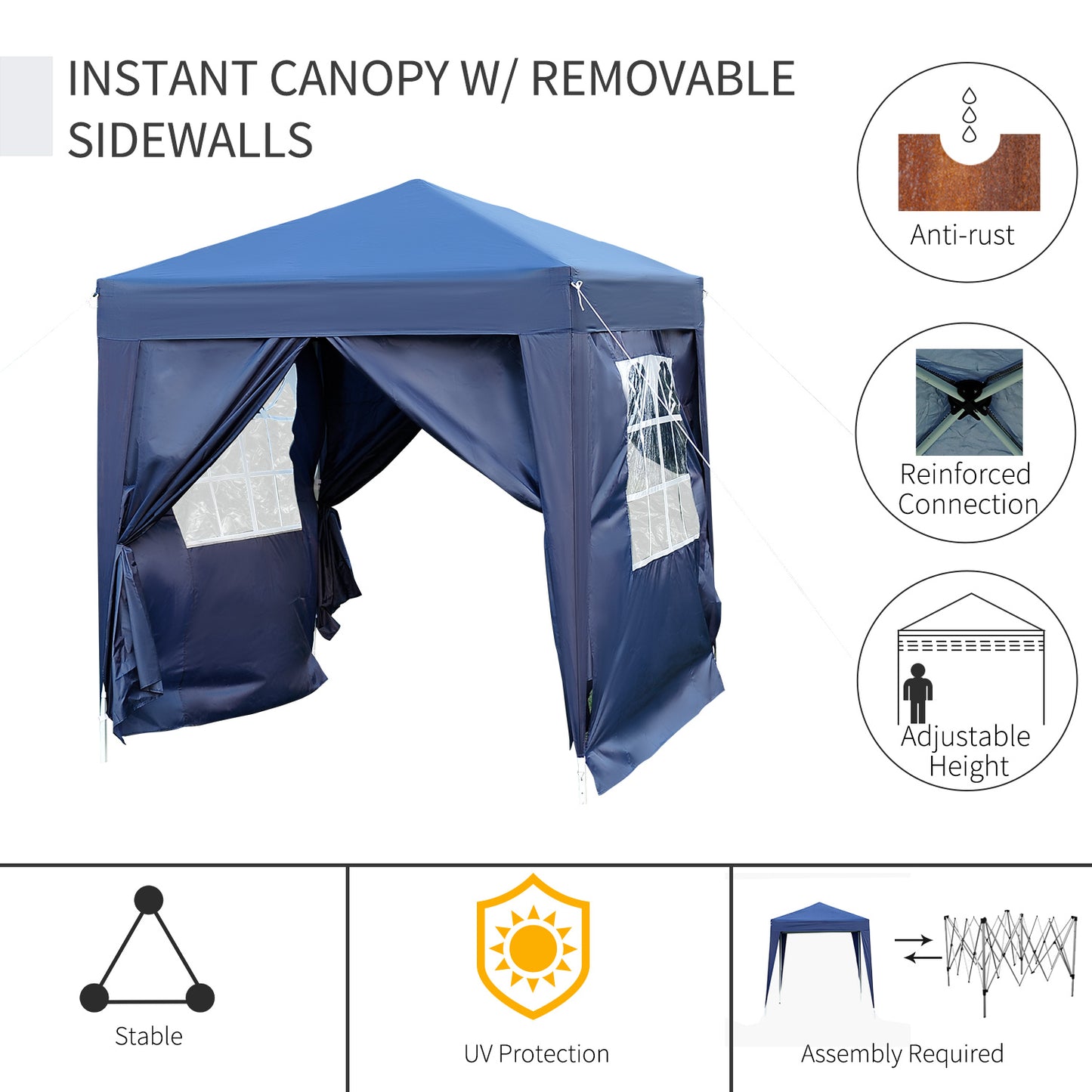 Outsunny Pop Up Gazebo, 2x2 m-Blue