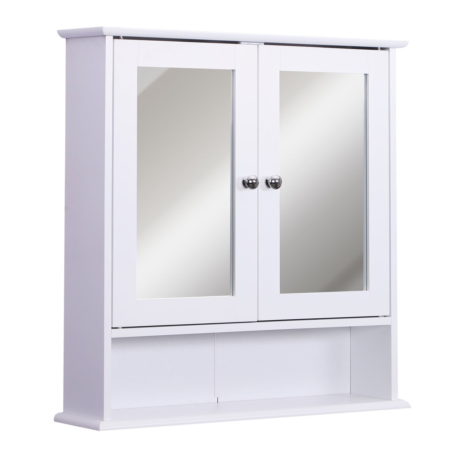 Kleankin Wall-mounted Bathroom Cabinet Mirror Door, 56L x 13W x 58Hcm-White