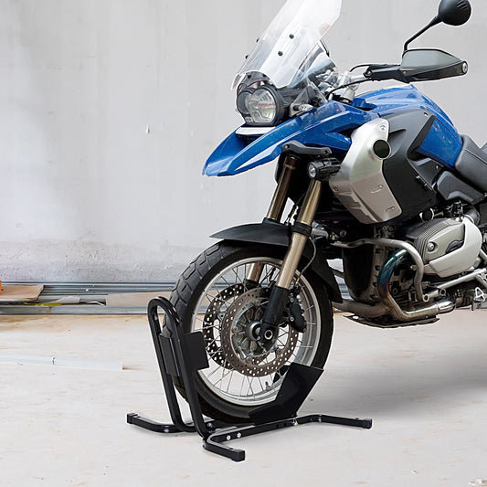 HOMCOM Motorcycle Wheel Chock Metal Motorbike Holder Pre-Drilled Holes