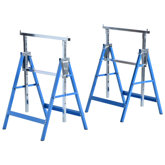 HOMCOM Steel Builders Twin-Set Telescopic Trestle Blue