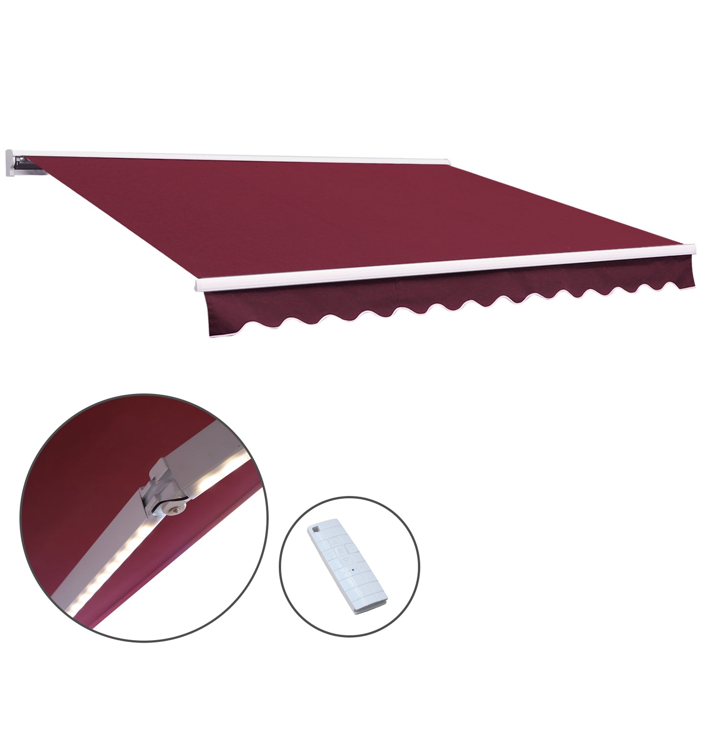 Outsunny 2.5mx 2m Motorised Aluminium Awning w/ Remote Wine Red