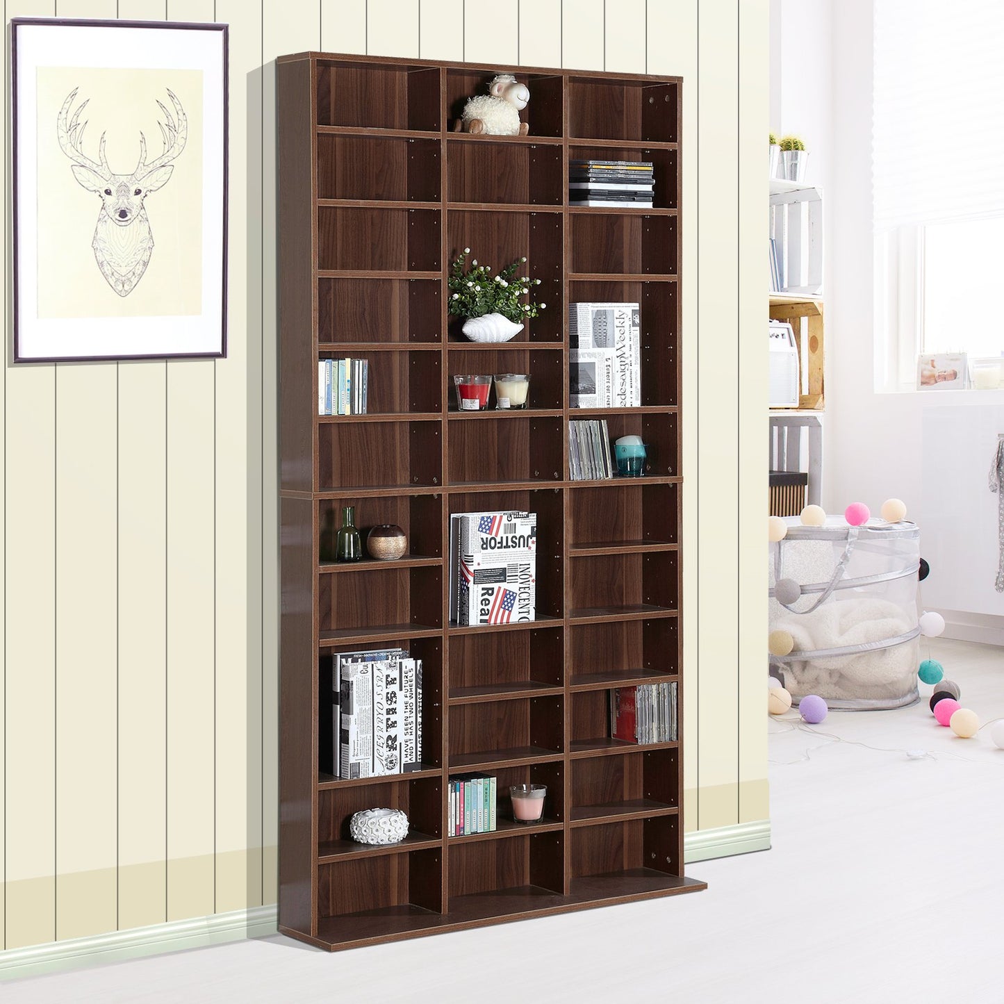 HOMCOM Adjustable Shelving Unit-Brown