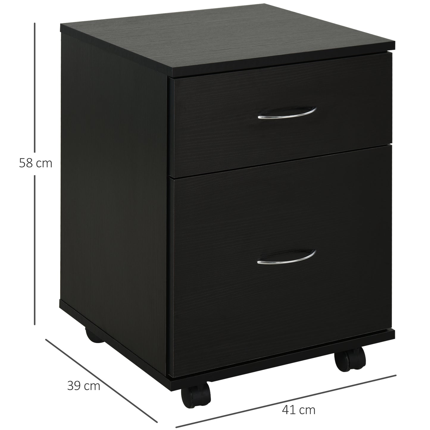 HOMCOM 2-Drawer Cabinet W/Wheels-Black