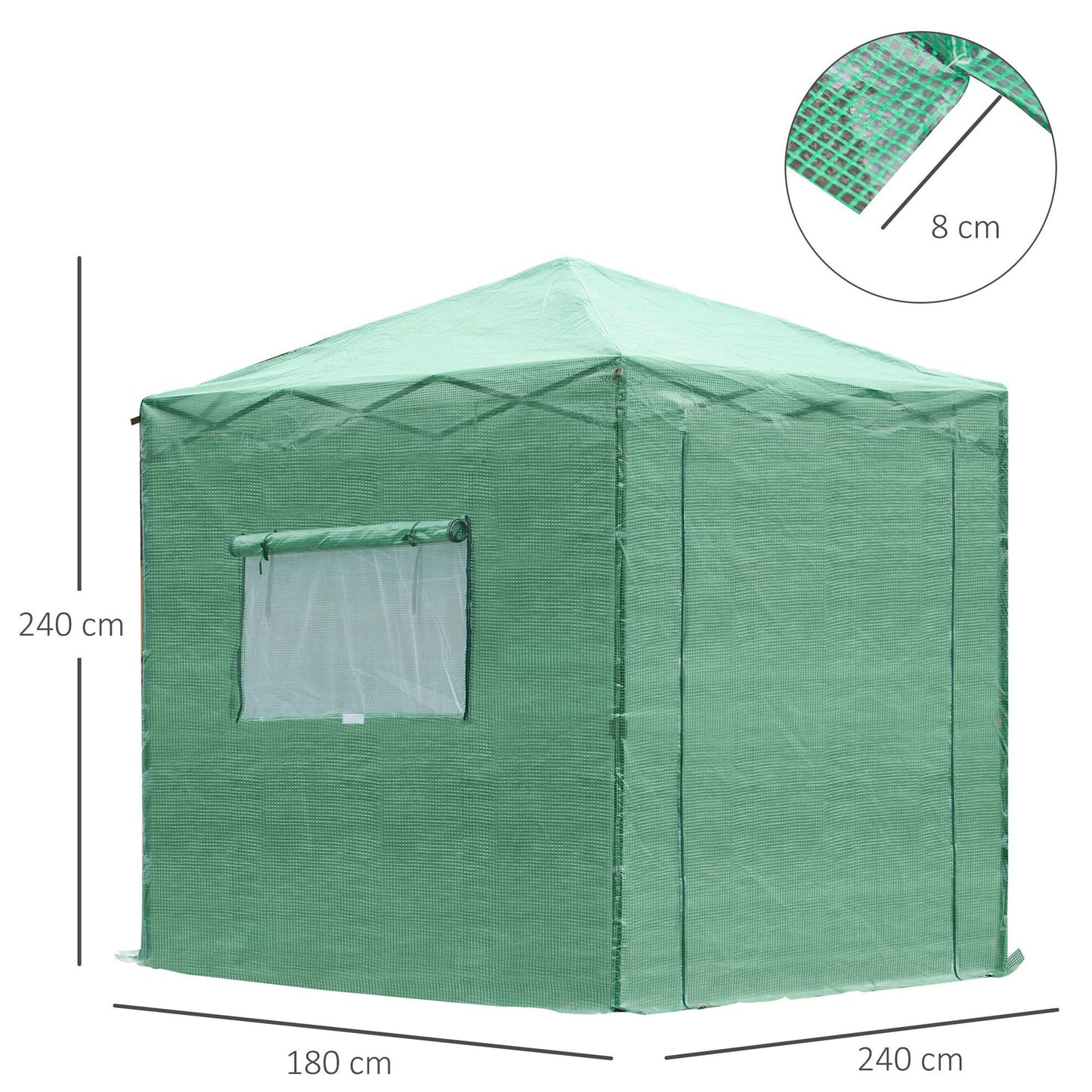 Outsunny Portable Walk in Greenhouse with Roll-up Door Windows Outdoor Foldable 2 x 2 x 2m