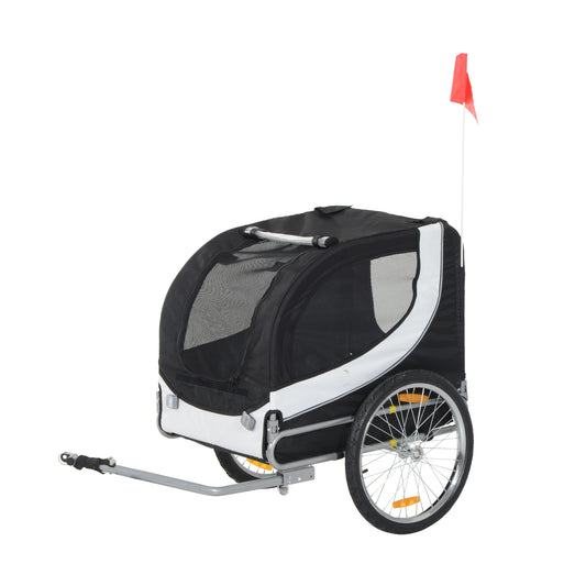 PawHut Folding Dog Bike Trailer Pet Bicycle Jogger Travel Carrier-Black & White