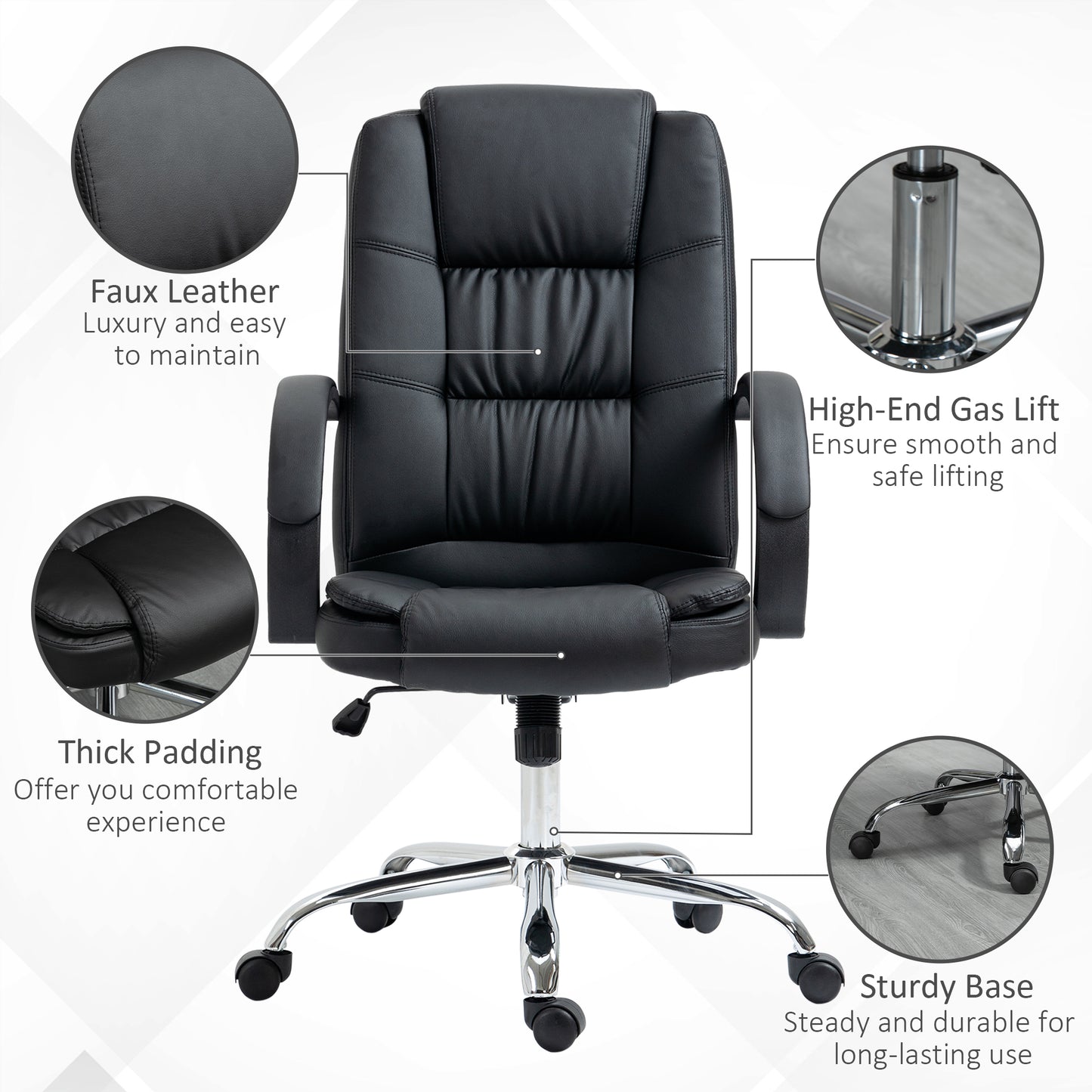 Vinsetto High Back Executive Office Chair, PU Leather Swivel Chai, Black