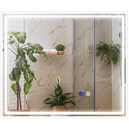 kleankin LED Bathroom Mirror with Lights Illuminated Makeup Mirror Vanity Mirror with 3 Colour Smart Touch AntiFog