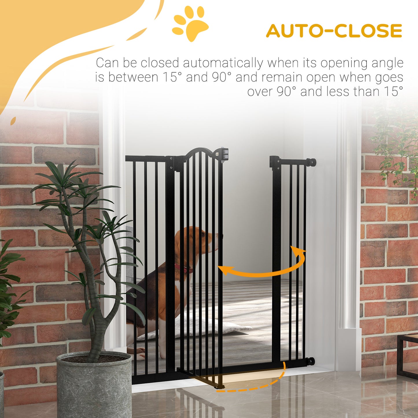 PawHut Metal Pet Safety Gate Dog Gate Folding Fence, Black