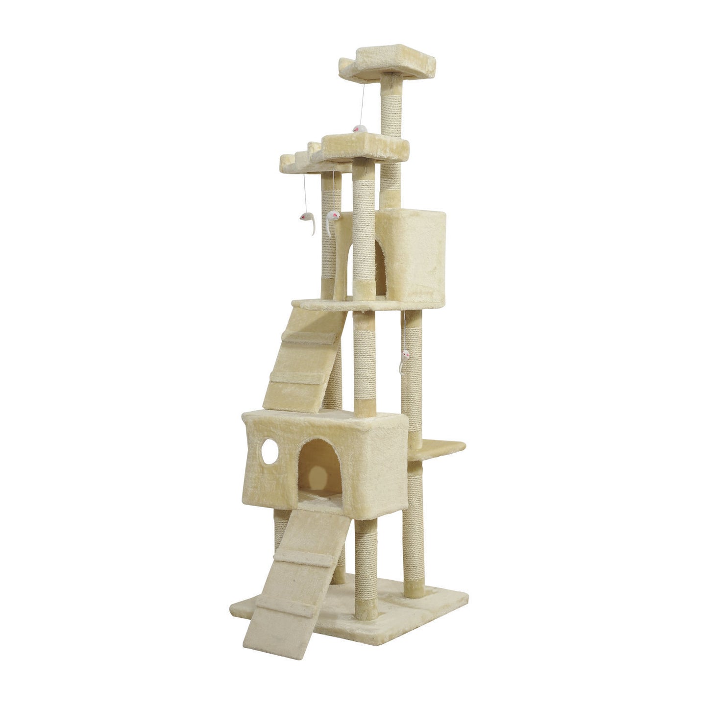 PawHut Cat Tree Scratching Post 27L x 27W x 28.5H cm-Beige