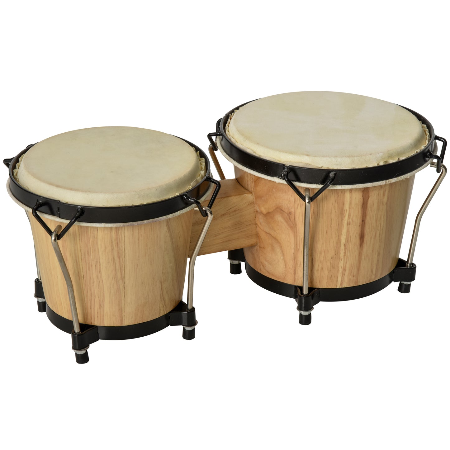 HOMCOM Sheepskin Bongo Drums w/ Tuning Wrench