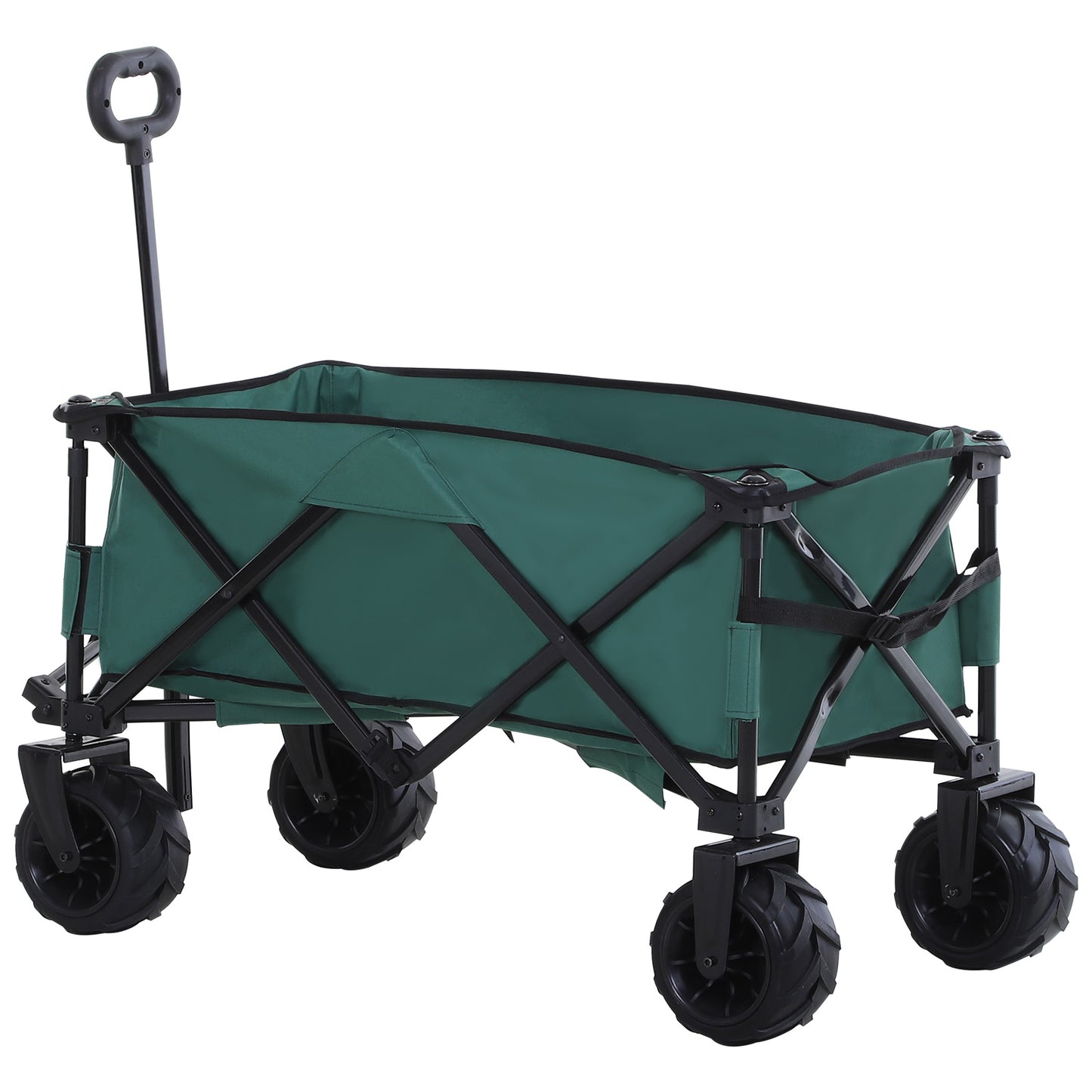 Outsunny Metal Frame Folding Pull Cargo Cart Green