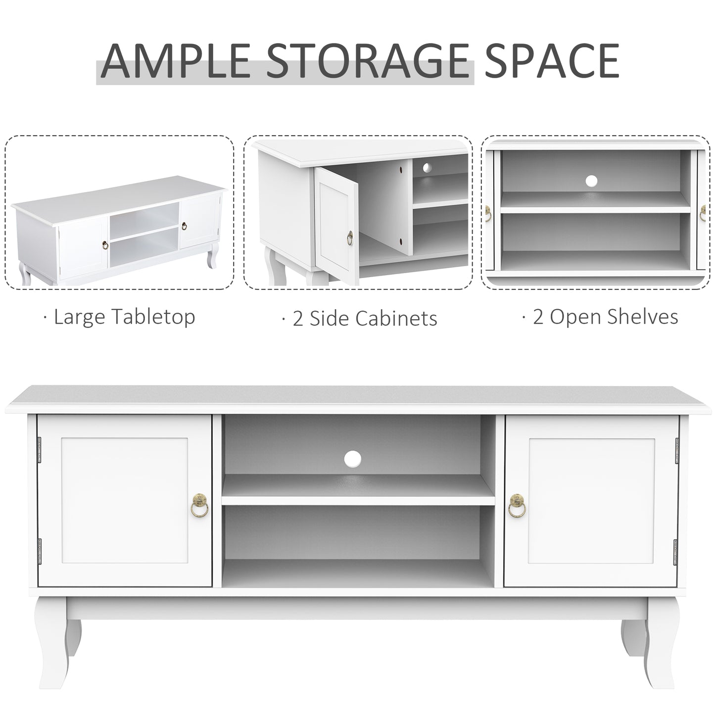 HOMCOM TV Stand Unit Corner Table, MDF-Ivory White