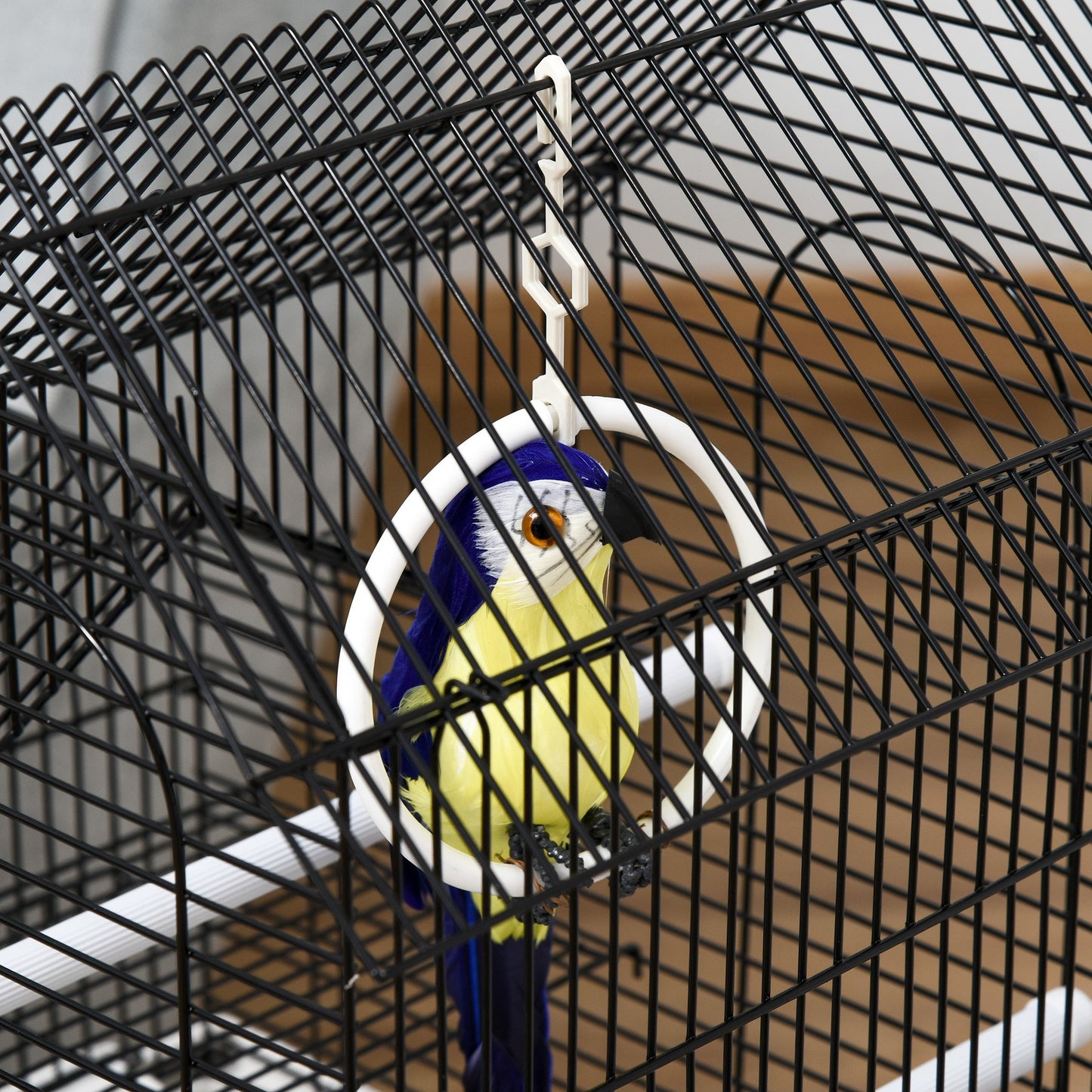 PawHut Metal Bird Cage w/ Plastic Perch Food Container Swing Ring Handle Small Black