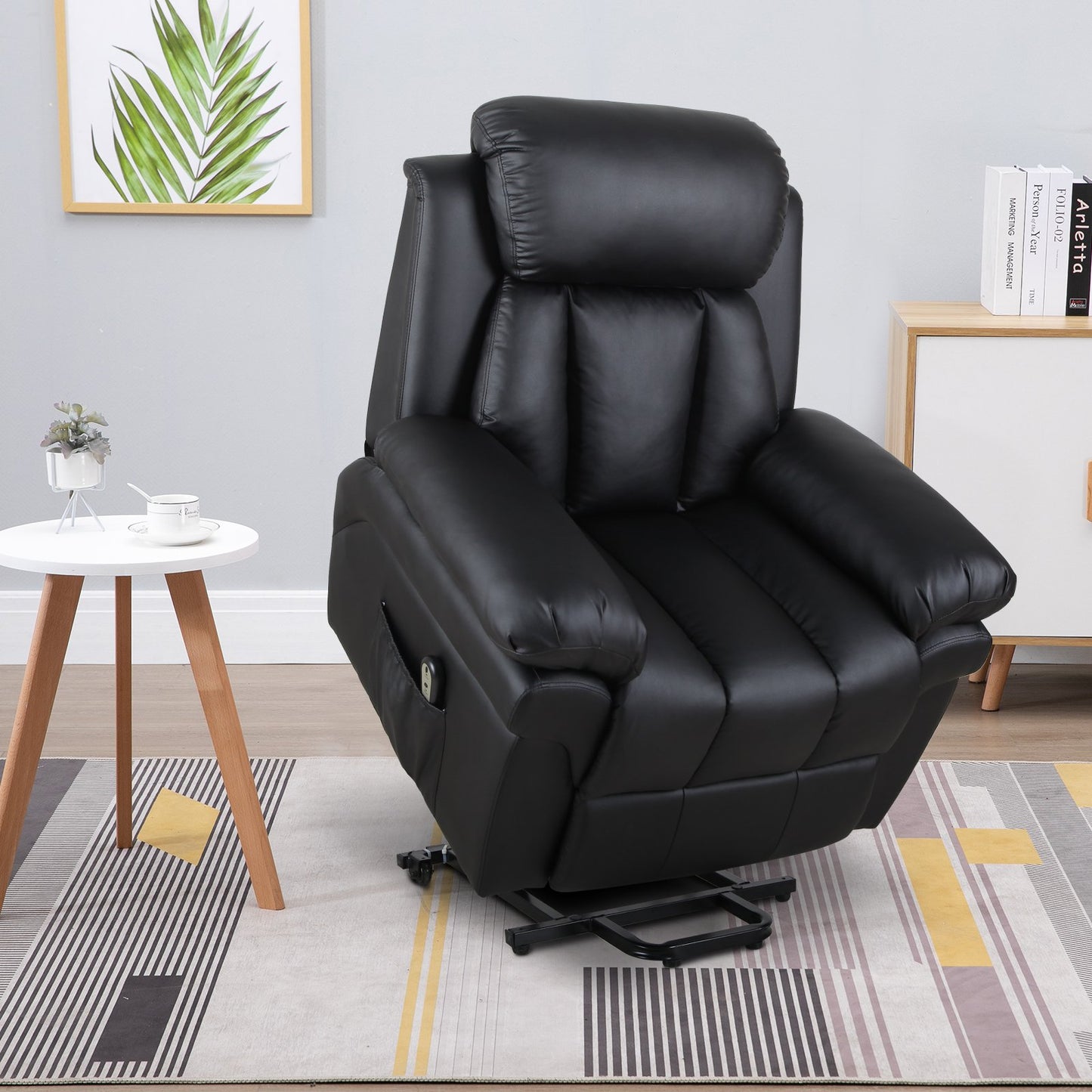 HOMCOM Lift Armchair Electric Power Stand Assist Recliner Chair w/Padding PU Leather Black
