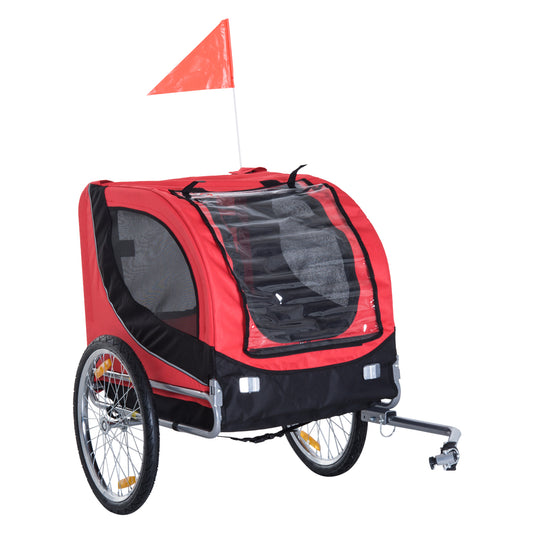 Pawhut Folding Bicycle Pet Trailer W/Removable Cover-Red