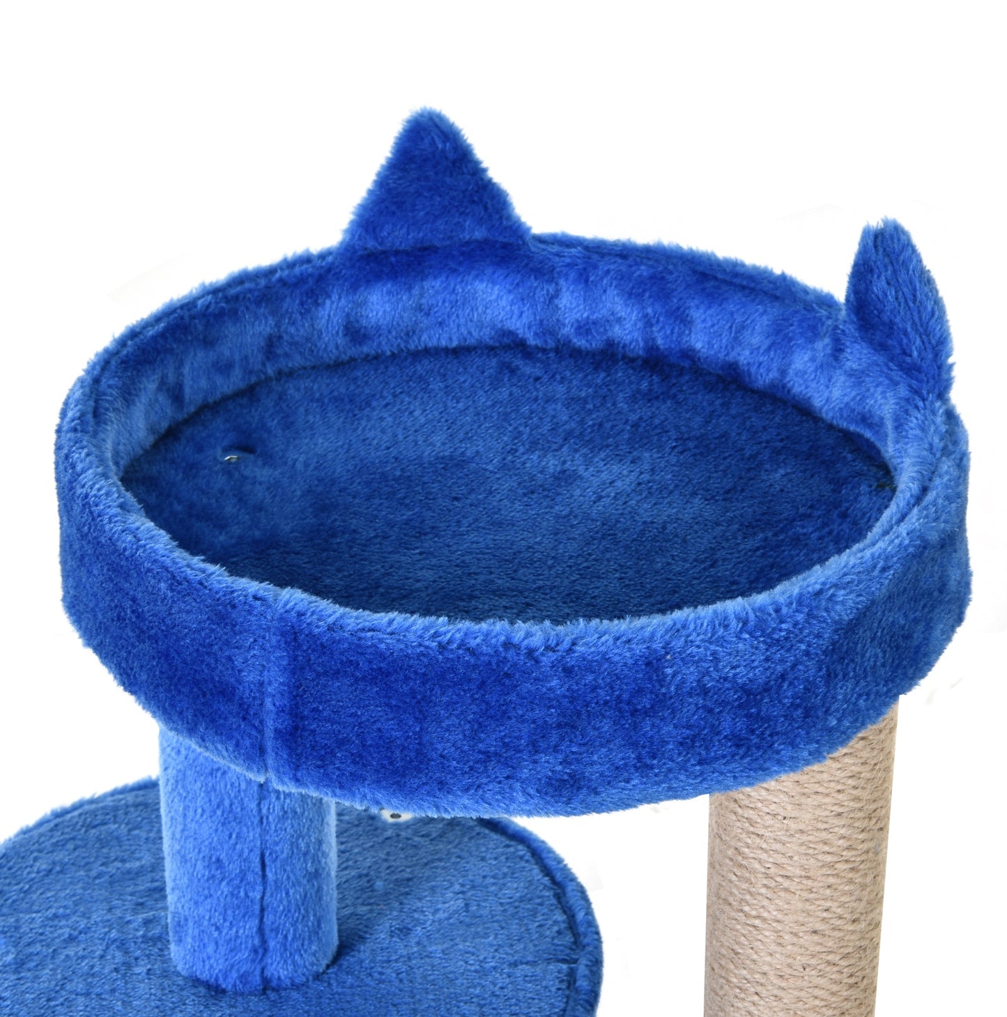 PawHut Cats 3-Tier Sisal Rope Scratching Post w/ Dangle Toy Blue