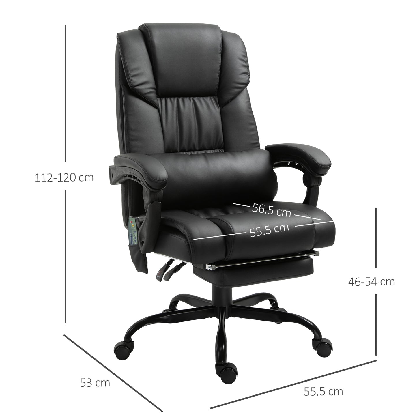 Vinsetto PU Leather 6-Point Massage Desk Chair w/ Remote Black