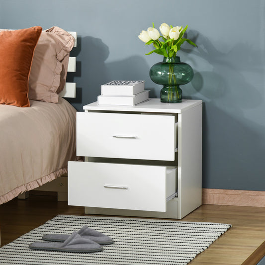 HOMCOM Bedside Table with 2 Drawers, Nightstand, Cabinet Drawers Side Storage Unit