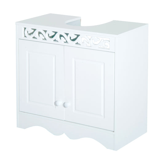 HOMCOM 30Dx60Wx56H cm Under Sink Cabinet, MDF-White