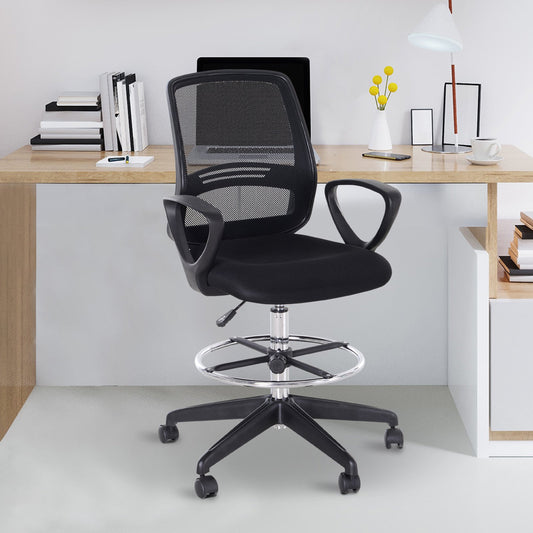 Vinsetto Ergonomic Mesh Back Draughtsman Chairs Tall Office Chair with Adjustable Height and Footrest 360° Swivel
