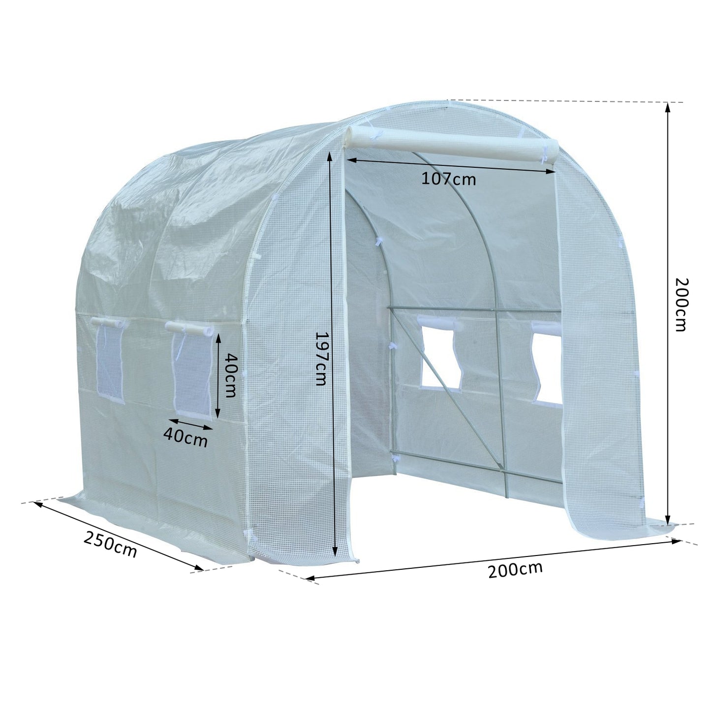 Outsunny 250L x 200W x 200H cm Walk-in Greenhouse-White