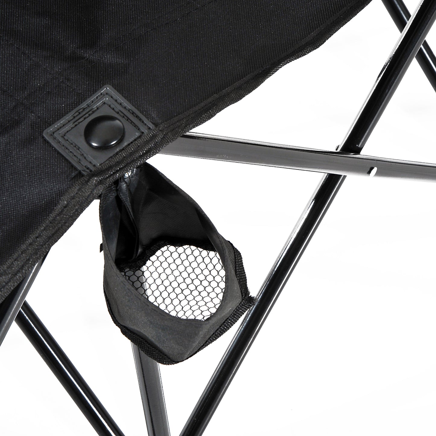 Outsunny 6 Seater Folding Sports Bench Outdoor Picnic Camping Portable Chair w/Cup Holder & Carry Bag - Black