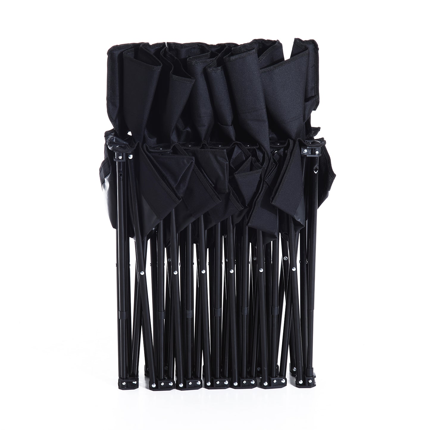 Outsunny 6 Seater Folding Sports Bench Outdoor Picnic Camping Portable Chair w/Cup Holder & Carry Bag - Black