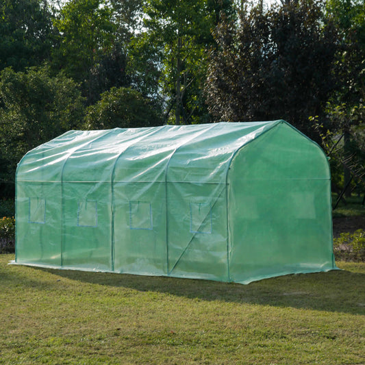 Outsunny 4x2 m Polytunnel Walk-in Greenhouse-Green