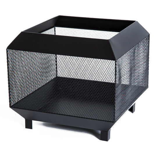 Outsunny Stove Garden Square Fire Pit, Steel-Black