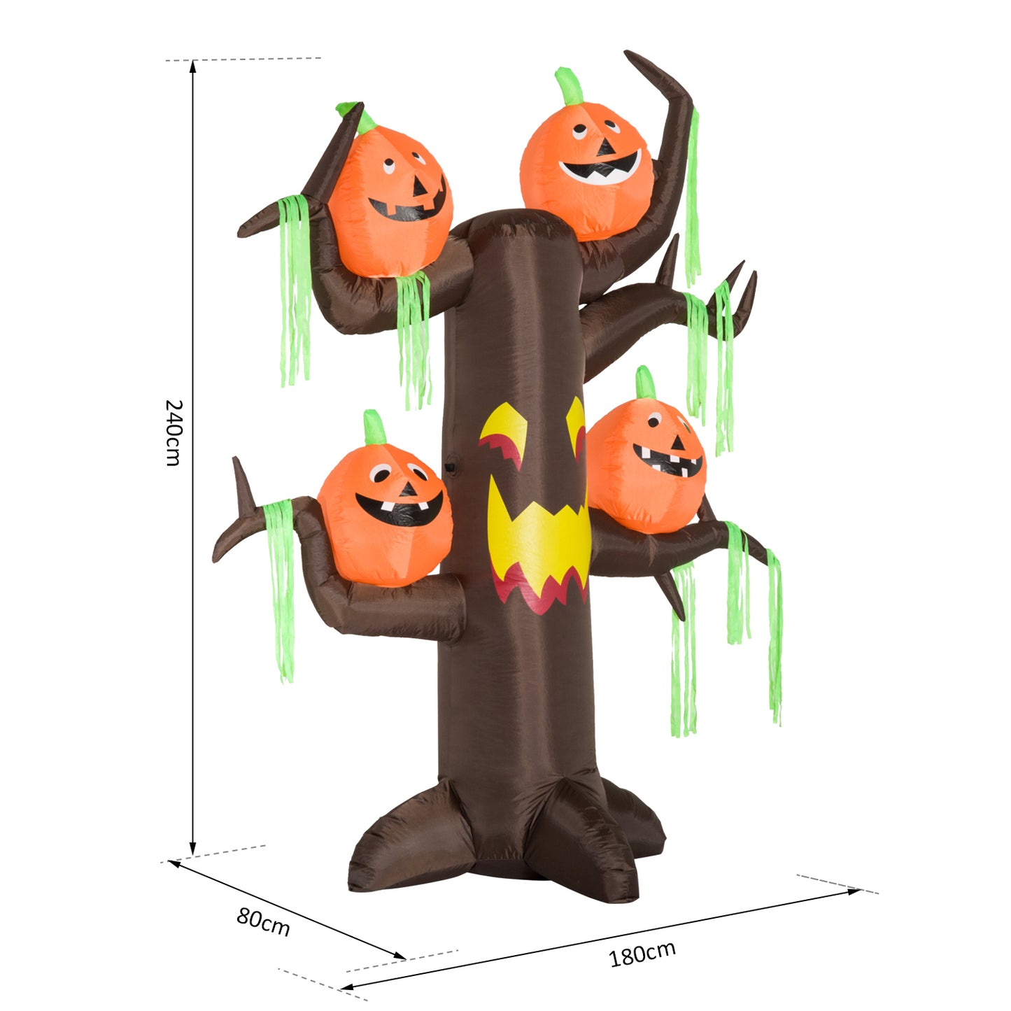 HOMCOM Halloween Inflatable Decoration Ghost Tree, 2.4m, 6 LED lights