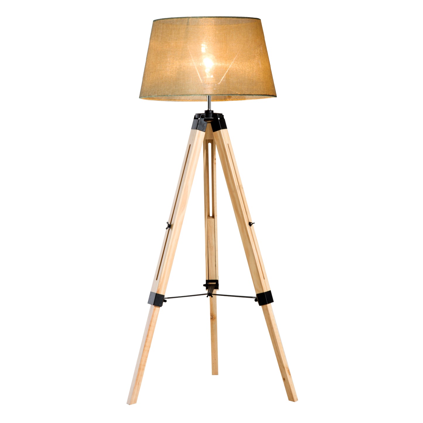 HOMCOM Classic Tripod  Floor Lamp, Adjustable Height-Cream White