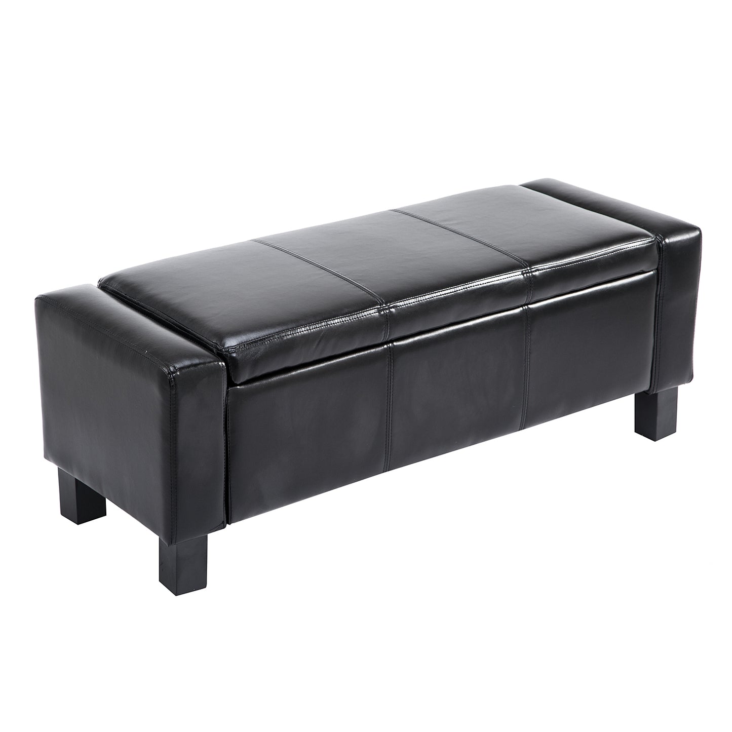 HOMCOM PU Leather Upholstered MDF Ottoman Storage Bench Black