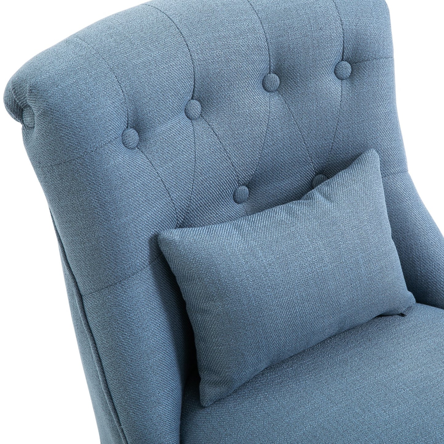 HOMCOM Solid Rubber Wood Tufted Single Sofa Chair w/ Pillow Blue
