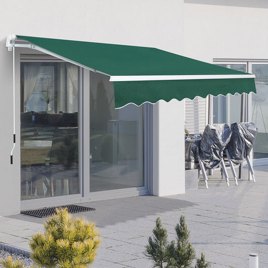 Outsunny Awning Canopy Manual Retractable Porch Sun Shade Shelter 3 x 2m Green